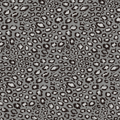 Full seamless gray leopard fur animal skin pattern.eps