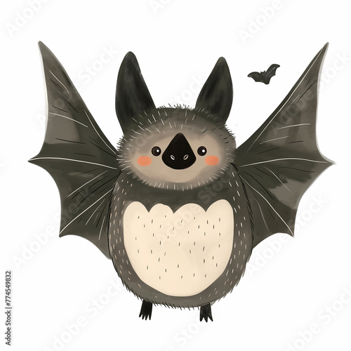 Minimalist digital drawing woodland bat photo