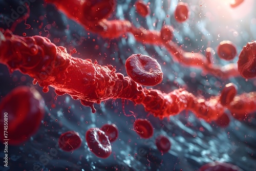 D Rendered Animation of Red Blood Cell Origination and Detailed Circulatory System