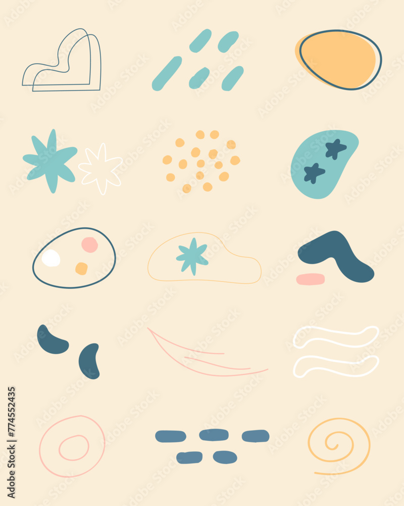 Hand Drawn Flat Abstract Doodle Vector Element Bundle