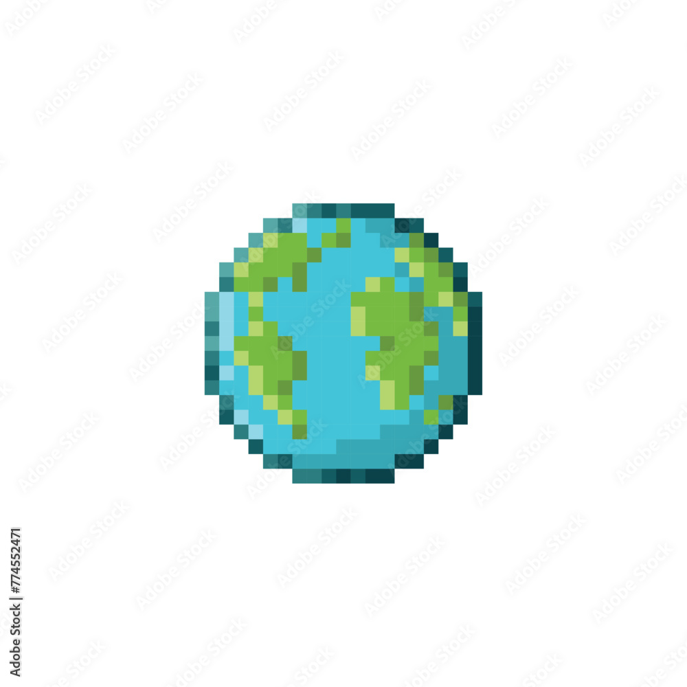 Planet earth, pixel art object