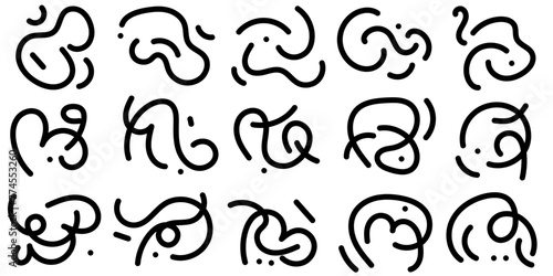 Hand drawn doodle squiggle set element. Vector trendy abstract line, scribble shapes illustration © mailvelous