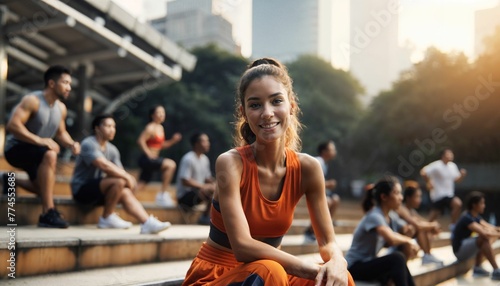 Attractive woman gearing up for a morning outdoor workout, embracing a healthy lifestyle