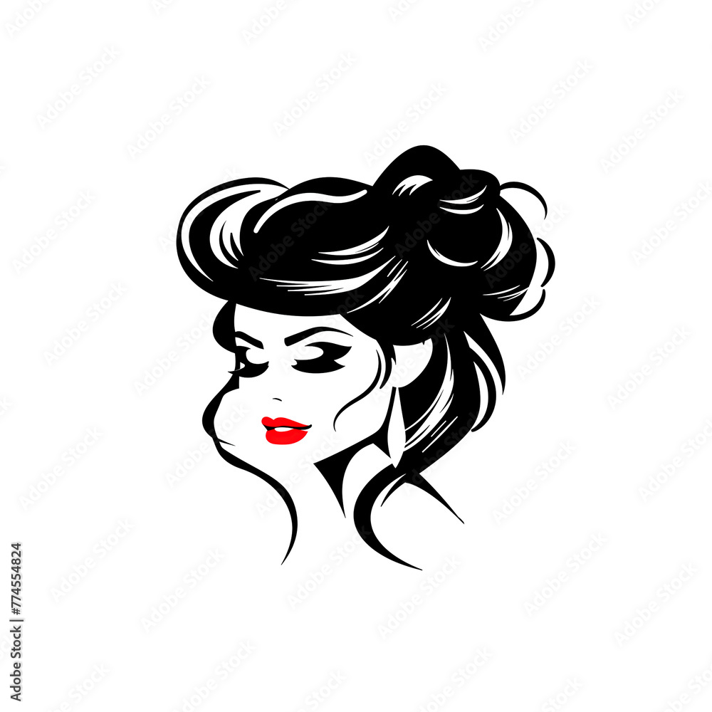 Graceful Contours Beauty Face Woman Logo On white background Graceful Contours Beauty Face Woman Logo On white background