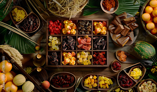 Fototapeta Naklejka Na Ścianę i Meble -  Organic Amazon Brazilian  Tasty Chocolate with fruits