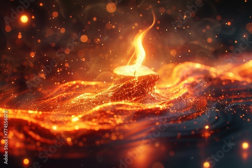 Closeup, a candles flame, photorealistic, capturing the dance of fire on a random thing ,3DCG,high resulution