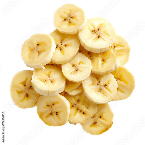 Banana slices isolated, no background