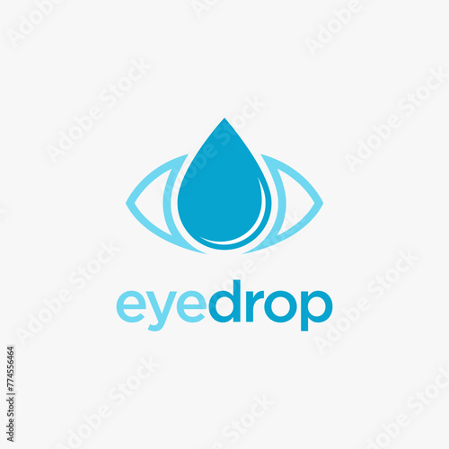 Eye and water drop logo icon, healthcare eye logo template on white background