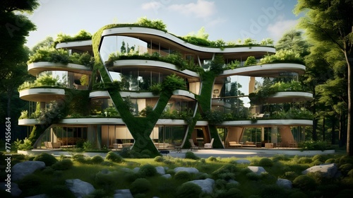 A sustainable architecture concept with green building materials