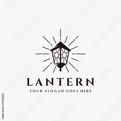 Vintage classic shinning streetlamp lantern logo icon vector template on white background, lead the way logo design
