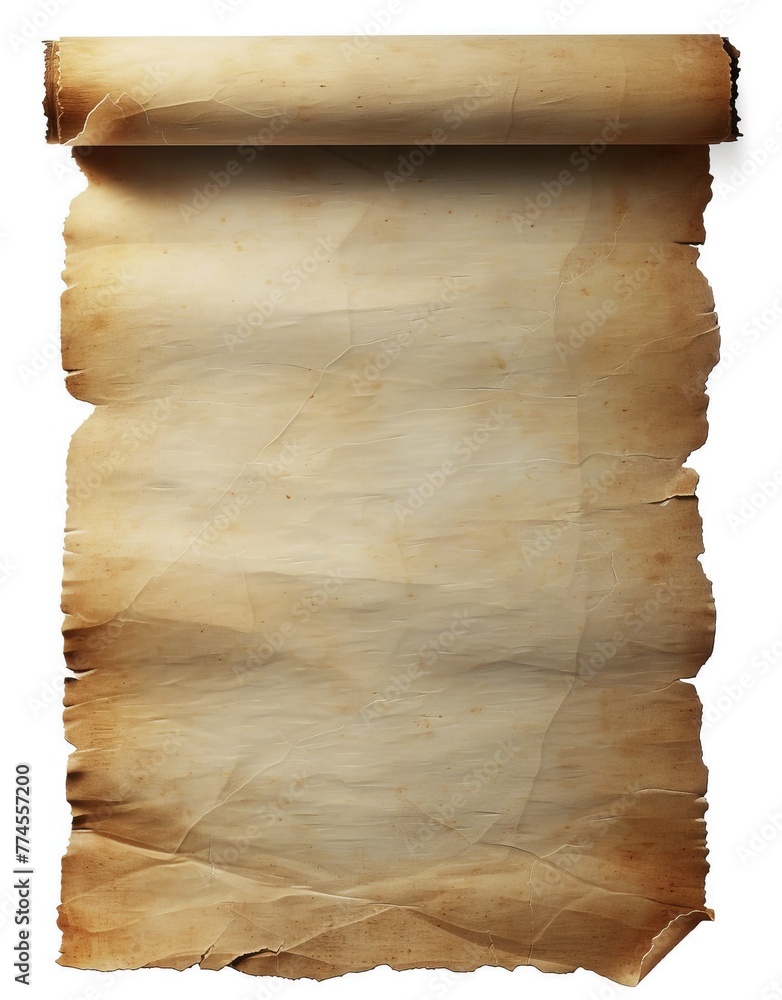 A long, crumpled piece of paper with a faded, yellowish color