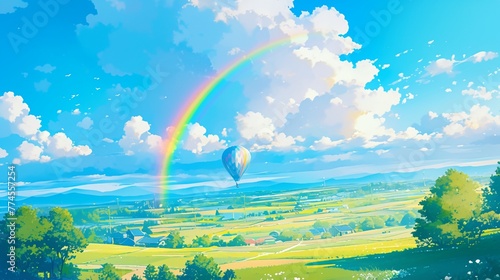 気球と虹のある空の風景9 © 孝広 河野