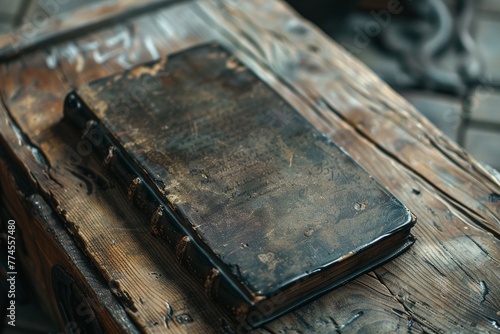 Random old book matched with a futuristic smartphone, photorealistic image highlighting unique blend ,3DCG,clean sharp focus © Oranuch