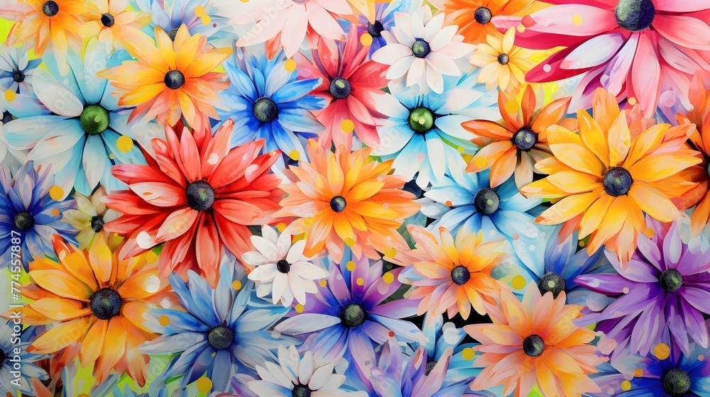 Flowers rendered in watercolor abstraction Flowers rendered in watercolor abstraction