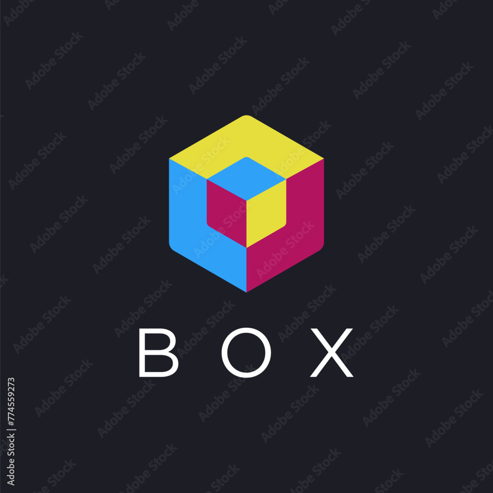 Obraz premium flat 3d box logo icon vector template on dark background