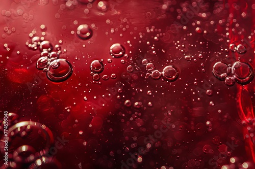 Red Wine Splashing With Bubbles Close Up And Dew