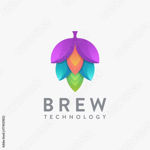 modern tech hop brew brewery logo vector icon on white background