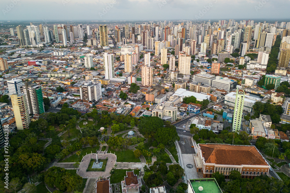 Naklejka premium Aerial View of the Republic Square and Belem City in North of Brazil