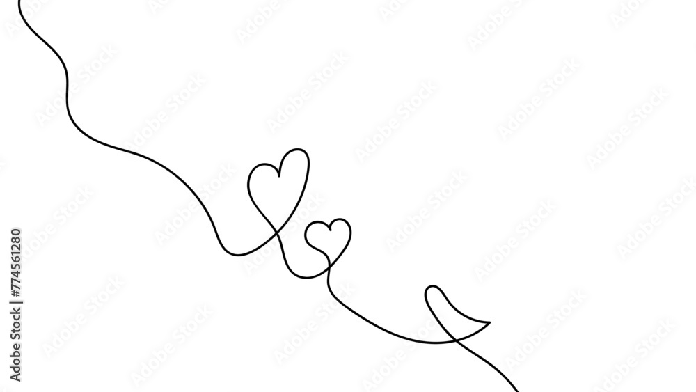One continuous drawing of heart and color shape love sign. Thin contour and romantic symbol for greeting card , web, banner, cover. Doodle outline no background. Editable stroke. Vector illustration One continuous drawing of heart and color shape love sign. Thin contour and romantic symbol for greeting card , web, banner, cover. Doodle outline no background. Editable stroke. Vector illustration
