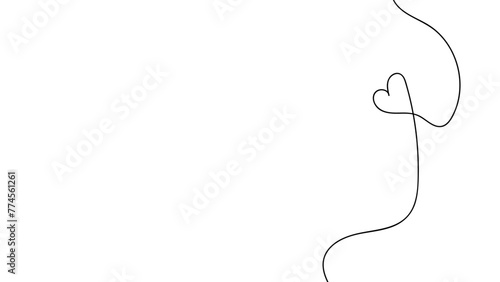 One continuous drawing of heart and color shape love sign. Thin contour and romantic symbol for greeting card , web, banner, cover. Doodle outline no background. Editable stroke. Vector illustration