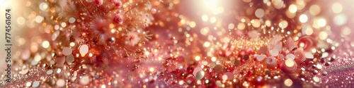 Charming Glow  Soft Golden Pink Bokeh Lights Add an Elegant Touch to the Christmas Festivities