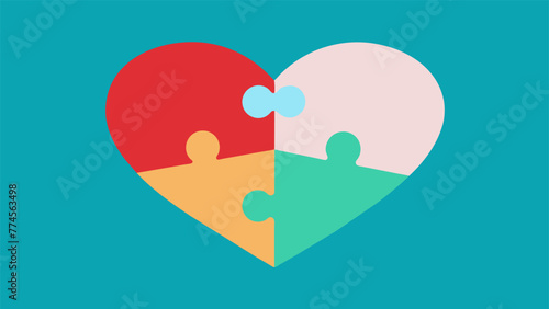 A heartshaped puzzle being pieced back together with each puzzle piece representing a different aspect of a sibling relationship and the act of