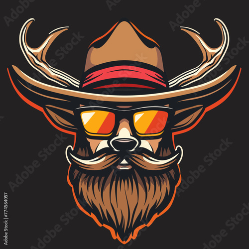 Mascot logo of a hunter wearing sombrero hat and sunglasses © twilight mist