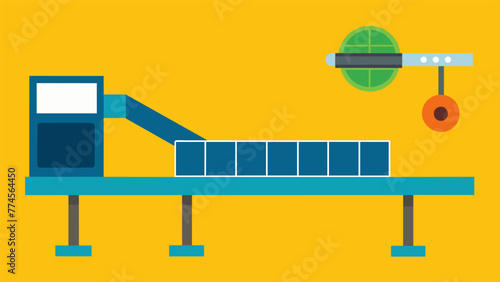 A closeup of a conveyor belt system powered by solar energy symbolizing the integration of renewable energy sources into every aspect of the