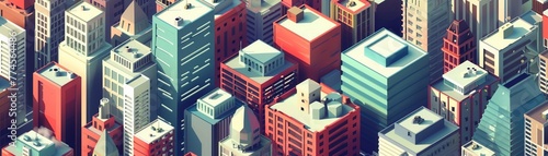 A sprawling vector art metropolis viewed in isometric perspective, where each low poly building tells a story of urban design , ultra HD photo