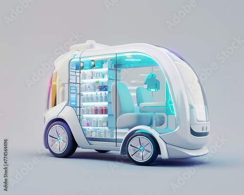 Autonomous pharmacy vehicle, mobile consult, ondemand health service, future tech photo