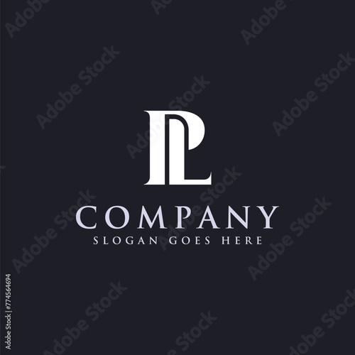 Monogram PL logo, LP logo icon vector template on black background