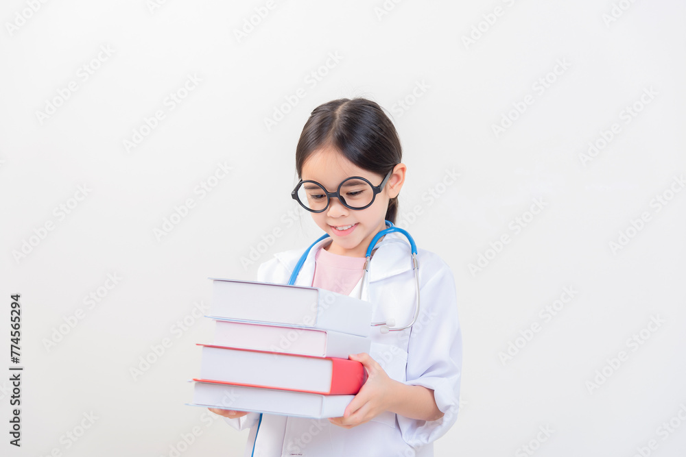 Cute little girl asian with stethoscope playing doctor Cute little girl asian with stethoscope playing doctor