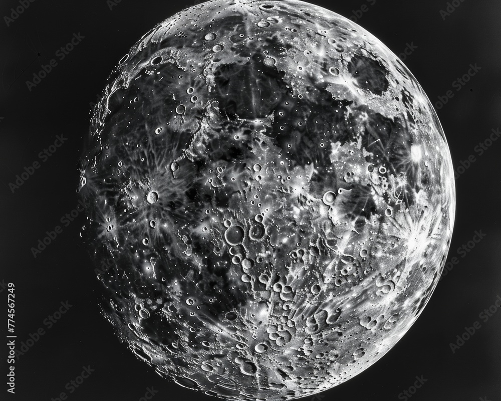 Interactive simulation of the Earths moon detailing its craters - obrazy, fototapety, plakaty 