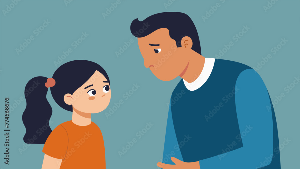 Obraz premium A drawing of a father listening attentively to his teenage daughter as she opens up about her struggles highlighting the importance of