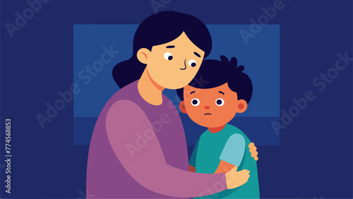 A child being comforted by their parent after having a nightmare feeling safe and reassured in their arms.