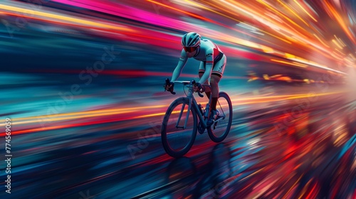 3D Cartoon Cyclist Racing on Vibrant City Track © Sippung