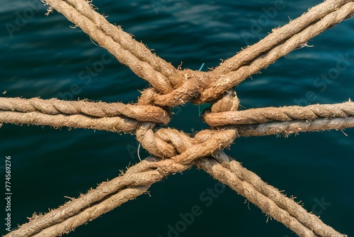 Abstract detail of boat rope adds visual interest to composition