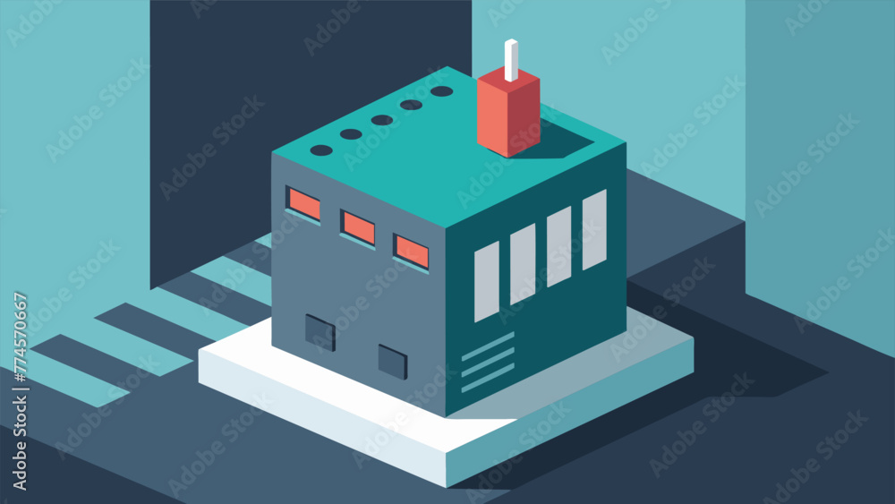 A closeup of a small yet powerful edge computing server located in the corner of a manufacturing facility. The device is designed to leverage A closeup of a small yet powerful edge computing server located in the corner of a manufacturing facility. The device is designed to leverage