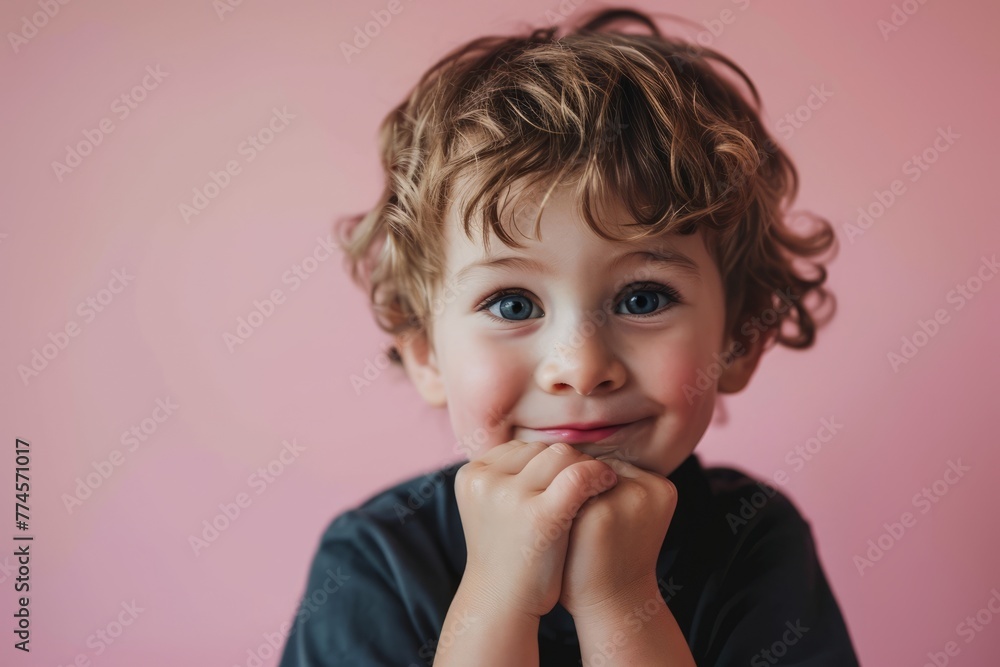 Portrait of a cute little boy on a pink background. Copy space. Portrait of a cute little boy on a pink background. Copy space.