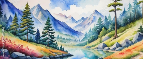 A nature background hand-painted with watercolors