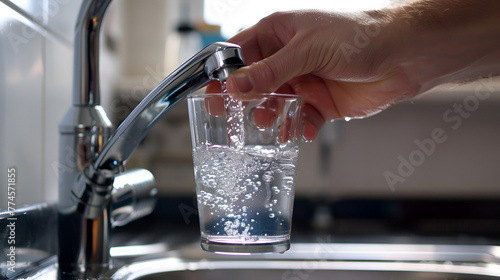 pouring water into glass , generative ai