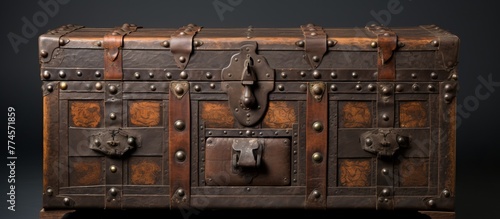 A secure trunk is shown up close with a lock fastened on it, ensuring the contents inside are safe and protected © AkuAku