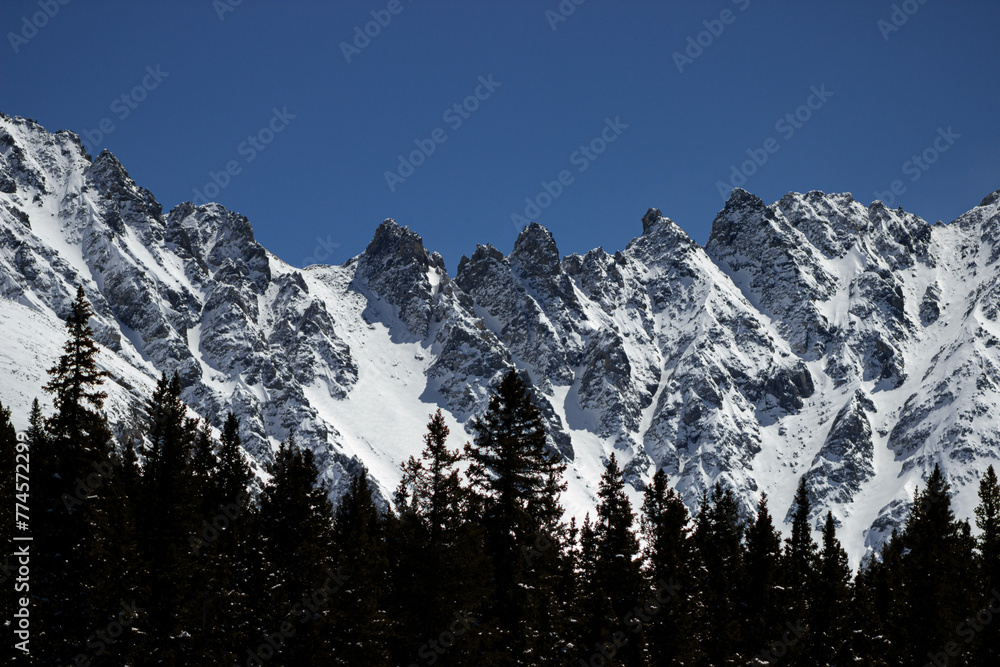snow covered mountain ridge