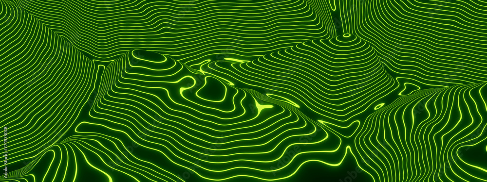 Green contour layers. Mountain contour lines. Green contour layers. Mountain contour lines.