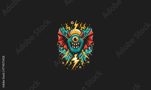 demon with wings lightning vector artwork design