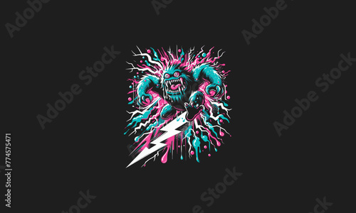 demon with wings lightning vector artwork design
