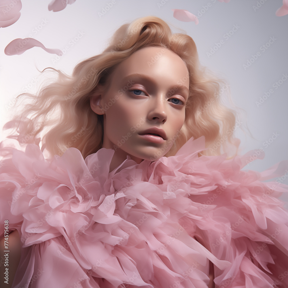 Chic portrait of a woman in a fancy dress, styled in the fashion magazine aesthetic Chic portrait of a woman in a fancy dress, styled in the fashion magazine aesthetic