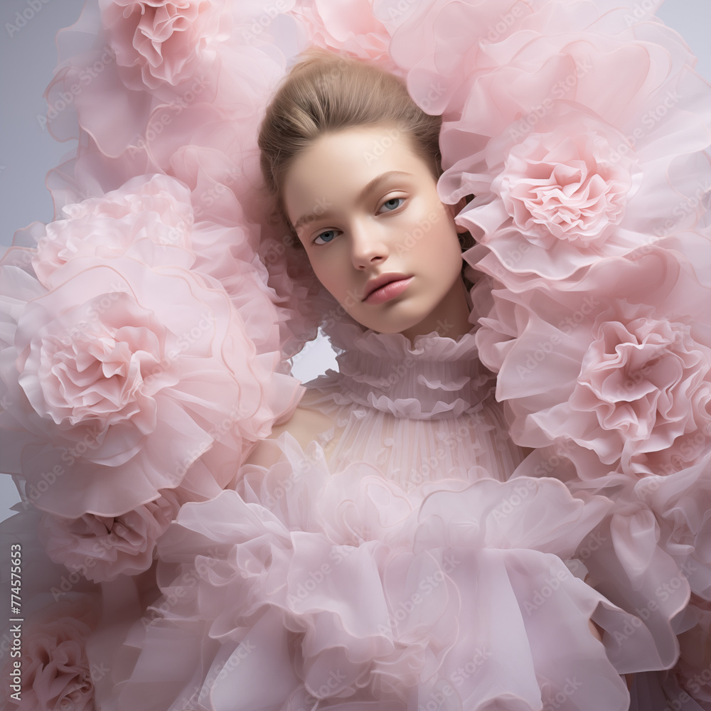 Chic portrait of a woman in a fancy dress, styled in the fashion magazine aesthetic Chic portrait of a woman in a fancy dress, styled in the fashion magazine aesthetic