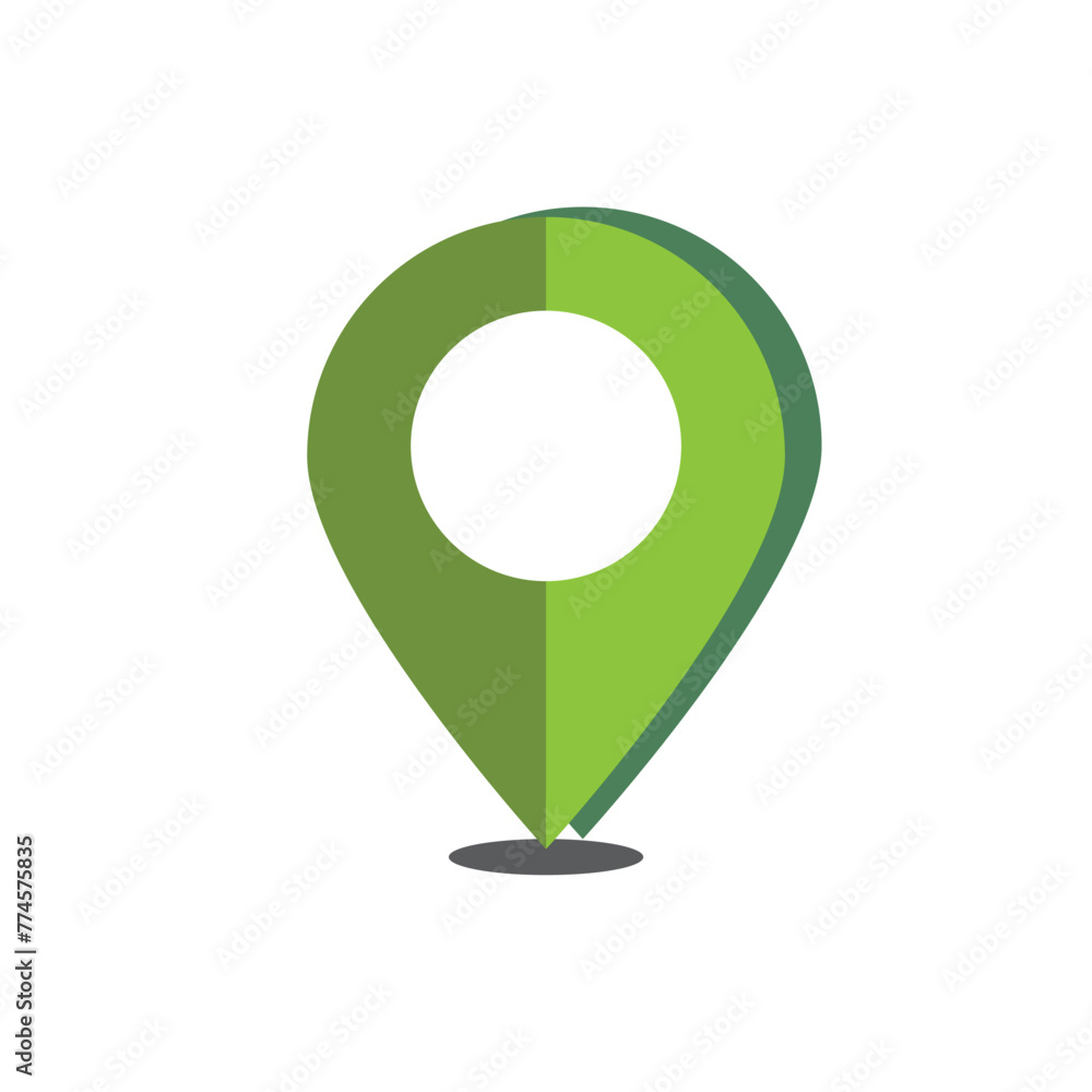 different colors of map pointer icons with soft shadows in a flat style. Vector collection of markers in different colors. Specifies location points of objects on the maps or charts. - obrazy, fototapety, plakaty 