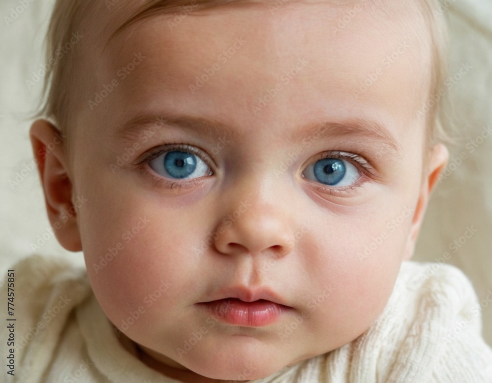 Baby portrait. Closeup face with bright blue eyes. Babies, eyes, ophthalmology, curiosity, happiness, explore the world, joy, childhood, psychology, parenthood, portrait concepts Baby portrait. Closeup face with bright blue eyes. Babies, eyes, ophthalmology, curiosity, happiness, explore the world, joy, childhood, psychology, parenthood, portrait concepts